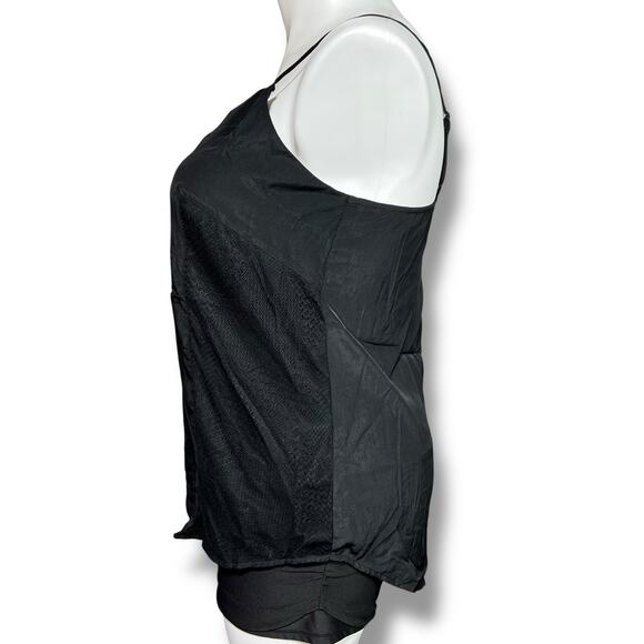 Mossimo Womens Camisole Tank Top Spaghetti Strap Lace Satin Black Large - Picture 5 of 9